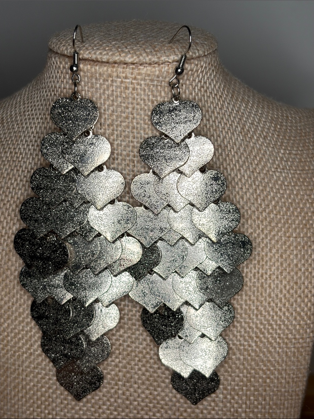 Silver Heart Cascade Dangle Earrings - Women Jewelry